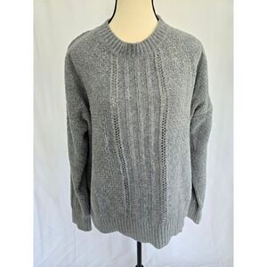 Lucky Brand Womens Blue Gray Knit Pullover Sweater Long Sleeve Casual Comfy